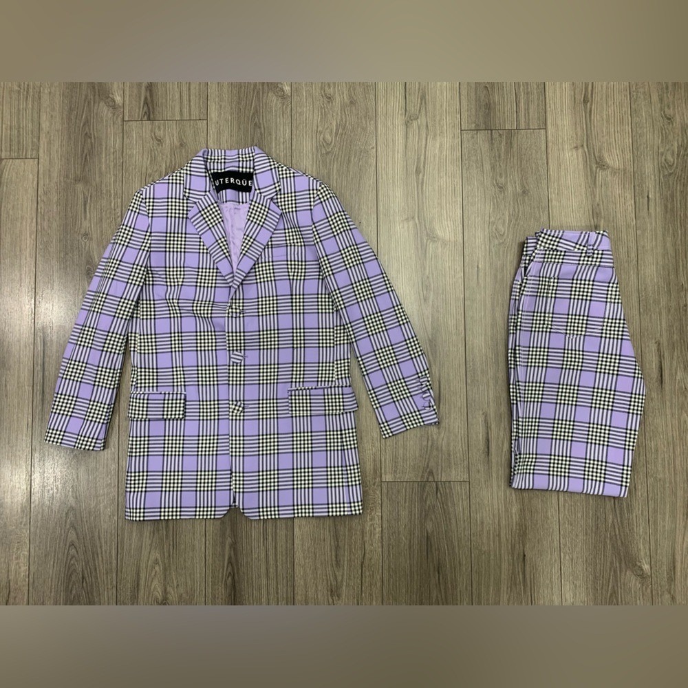 Uterque Check 2 Piece Suit Sz S NWOT